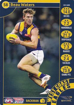 2013 Team Zone AFL Team #58 Beau Waters Front